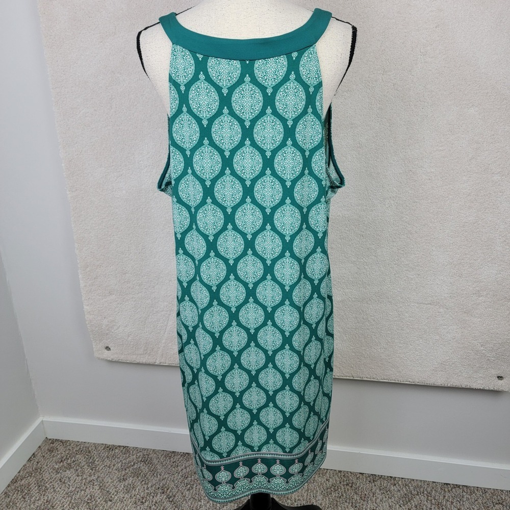 Magnolia Grace Womens XXL Green Pink Embroidered Boho Travel Midi Shift Dress - Picture 3 of 9